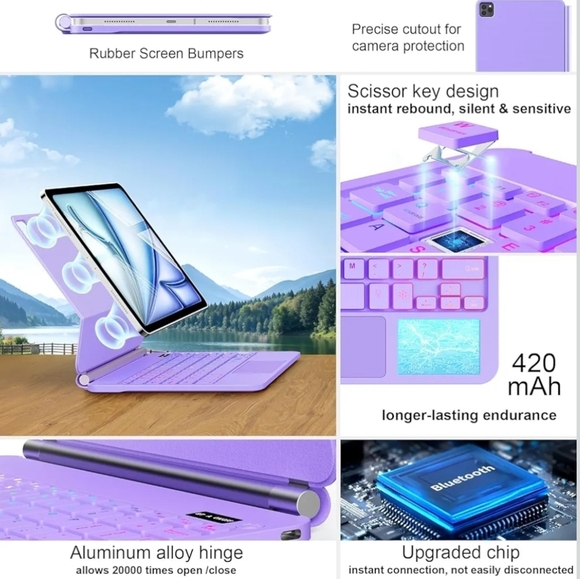 Keyboard Case for iPad Air 11-inch (M3 2025 / M2 2024) & iPad Pro 11 inch(1st/2n